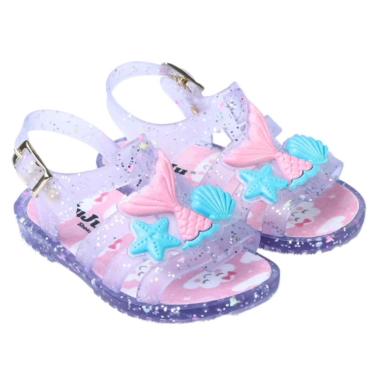Sandália infantil glitter calda sereia
